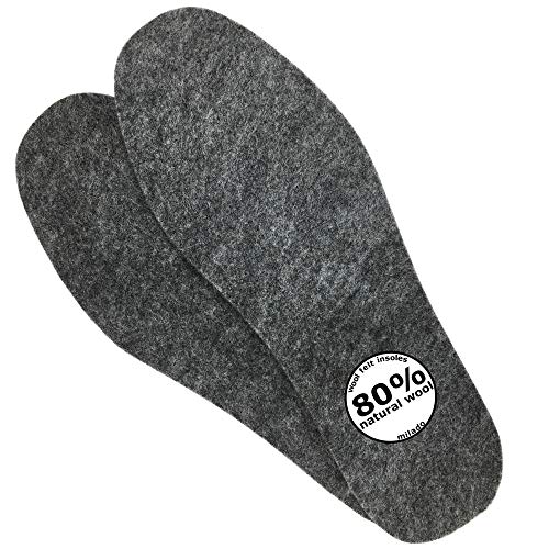 Wool Felt Warm Insoles,Soft Insert Insoles for Boots and Shoes,Wool Insoles for Men Women (Men's 9/Women's 10)