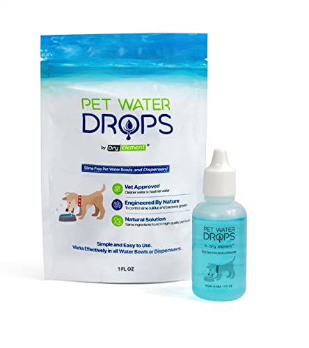 Pet Water Drops - Dog and Cat Water Additive for Dental and Oral Care - Prevents Pets Water Bowl and Dispenser Fountain Slime - for Fresh Breath and Cleaner, Healthy Teeth