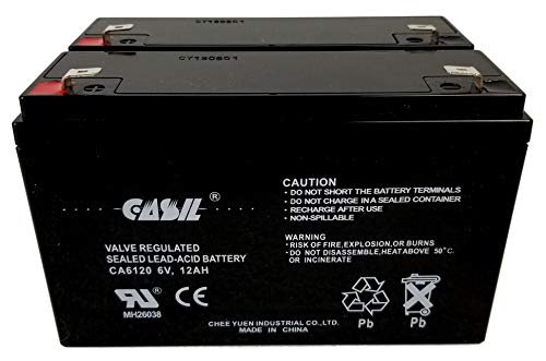 6V 12Ah Battery F2 Sealed Lead Acid - AGM - VRLA Replacement Battery by Casil CA6120 2 Pack