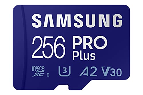 SAMSUNG PRO Plus + Adapter 256GB microSDXC Up to 160MB/s UHS-I, U3, A2, V30, Full HD & 4K UHD Memory Card for Android Smartphones, Tablets, Go Pro and DJI Drone (MB-MD256KA/AM)