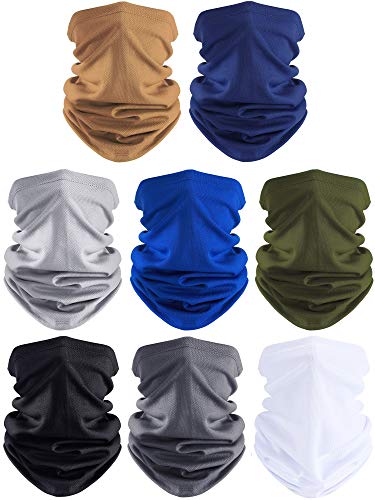 8 Pieces Summer UV Protection Face Coverings Mens Cooling Neck Gaiter Balaclava Breathable Headwear Scarf