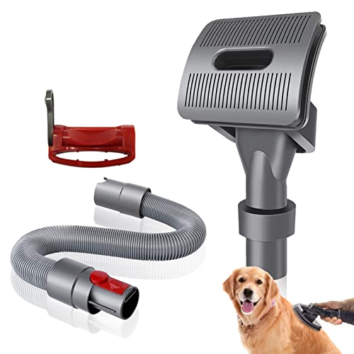 Groom Tool Attachments Brush&Extension Vacuum Hose Compatible with Dyson V8 V7 V10 V11 V12 V15 Vacuum Cleaner with Quick Release Converter Adapter Dog Pet Groom Tool(Brush&Extension Hose&Trigger Lock)