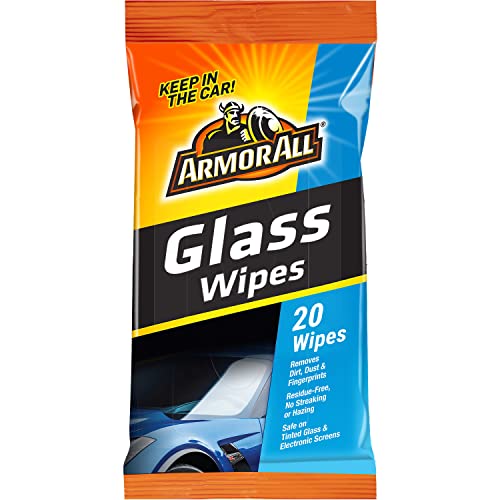 Car Glass Wipes by Armor All, Auto Glass Cleaner Wipes for Dirt and Dust, 20 Count