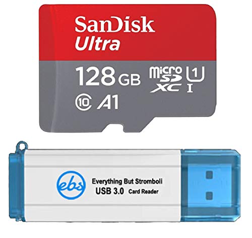 SanDisk 128GB SDXC Micro Ultra Memory Card Bundle Works with Samsung Galaxy S10, S10+, S10e Phone Class 10 (SDSQUAR-128G-GN6MN) Plus (1) Everything But Stromboli (TM) 3.0 Card Reader