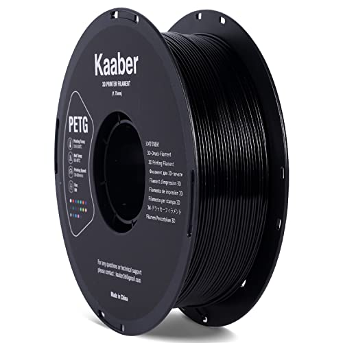 Kaaber PETG Filament 1.75mm,1kg PETG Black Filament Plastic Board Spool,1.75mm Black 3D Printer PETG Filament,Fit for Most 3D Printers Using 3D Filaments