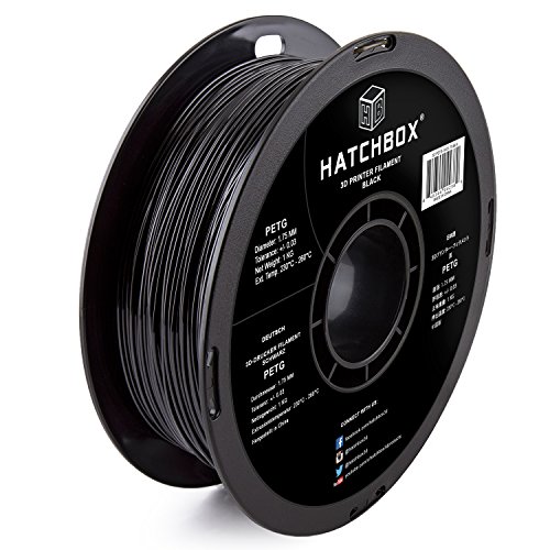HATCHBOX PETG 3D Printer Filament, Dimensional Accuracy +/- 0.03 mm, 1 kg Spool, 1.75 mm, Black