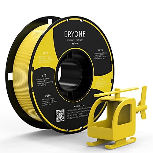 ERYONE PETG Filament for 3D Printer, 1.75mm +/-0.03mm, 1kg(2.2LBS)/Spool, Yellow