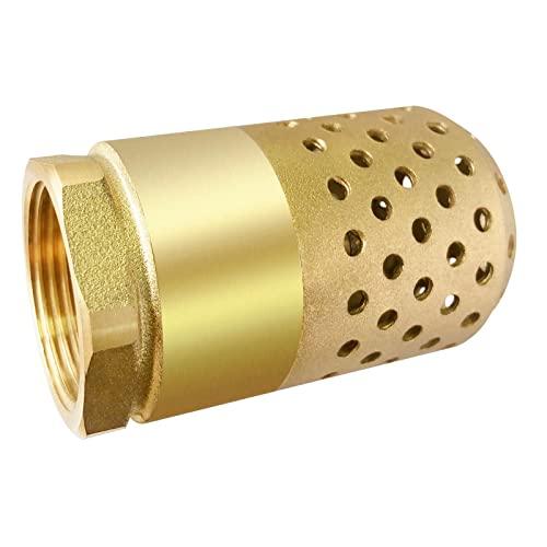 Brass Foot Valve 1-1/4 inch NPT Heavy Duty Spring Mesh Check Valve Female Connection One Way Foot Valve Backflow Preventer with Holes Strainer Filter for Well Jet Pumps Foot Valve(1-1/4'' NPT)