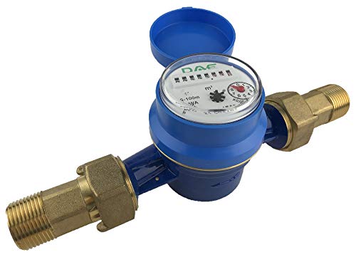 DAE AS-100m 1" Water Meter, Measuring in Cu Meter + NPT Couplings