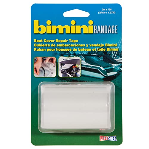 Life Safe: RE3868 Bimini Bandage Waterproof Repair Tape, 3 inch x 15 ft, Clear/Transparent, for Boat Cover Rips and Punctures Repairs