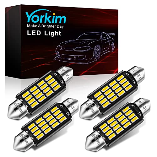 Yorkim Super Bright 578 Festoon LED Bulb White 41mm 42mm LED Bulb Canbus Error Free 16-SMD 4014 Chipset, 212-2 Dome Light Led MAP Light, LED Interior Light 211-2 LED Bulb, Pack of 4