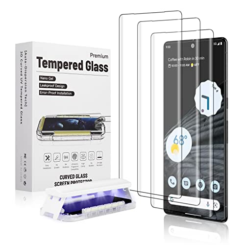 3 Pack Ultra Glass Screen Protector for Google Pixel 7 Pro 3D Curved Tempered Glass Shield Support Fingerprint Unlocking, Scratch & Impact Protection, Full HD Clear & Smooth Touch for Pixel 7 Pro 5G (transparent)