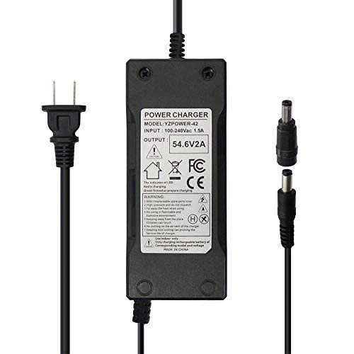 Abakoo 54.6V 2A Power Supply Adapter Charger for 48V Lithium Li-ion Battery Pack with DC 5.5x2.1mm / 5.5x2.5mm Plug