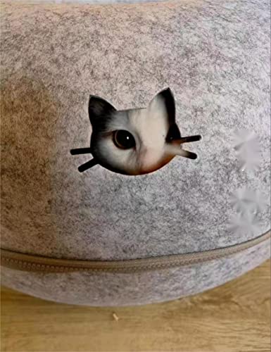 Ruiki Removable Four Seasons Available Cat Nest, Round Felt Pet Nest, Cat Tunnel Nest, Felt Cat Bed Donut Felt Pet Nest Semi-Closed Washable,Deep Gray,L