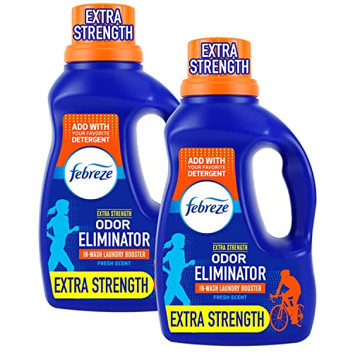 Febreze Laundry Detergent Additive, New Extra Strength in Wash Odor Eliminator, Designed to Remove Tough Odors in a Single Wash Caused by Sweat, Food, Smoke, Fresh Scent, 52 floz (Pack of 2)