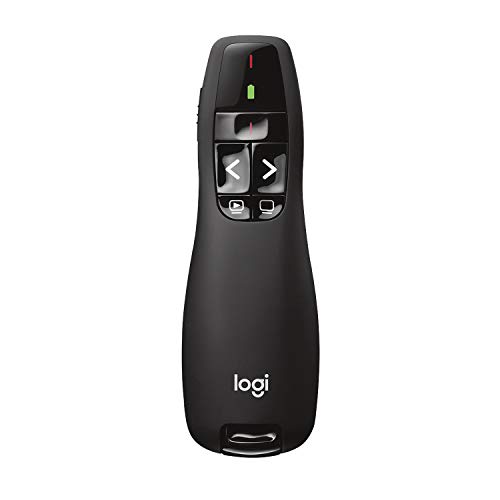 Logitech Wireless Presenter R400, Wireless Presentation Remote Clicker with 50 ft Red Laser Pointer 910-001356