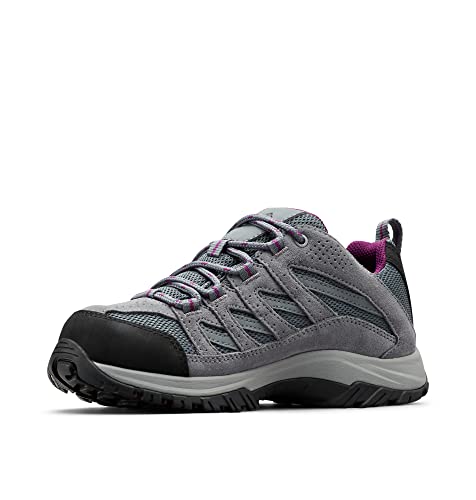 Columbia Womens Crestwood Mid Waterproof Hiking Shoe, Graphite, Wild Iris, 9.5 US