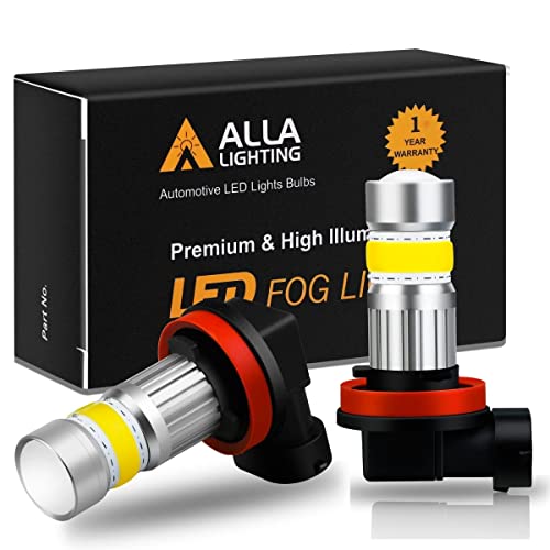 Alla Lighting 2800lm H8 H11 H16 LED Bulbs, 3200K Golden Yellow Fog Lights, DRL Replacement for Cars, Trucks, Xtreme Super Bright COB-72 SMD Upgrade