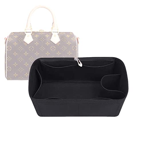 Purse Inserts for Lv Speedy 25 Organizer Insert , for monogram bag, HandBag protective insert Tote Bag and hand bag protector, organizer insert 1083black-M