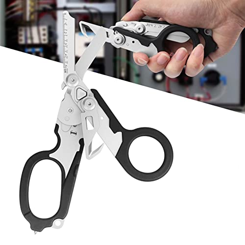 Elegital Emergency Response Shears, Stainless Steel Foldable Scissors Pliers, Outdoor Camping Rescue Scissors Tools (Black)