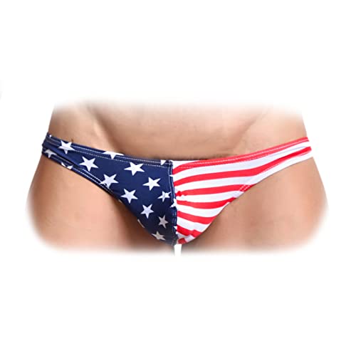 Evankin Men's USA American Flag Thong G-String Sexy Underwear(27,2XL)