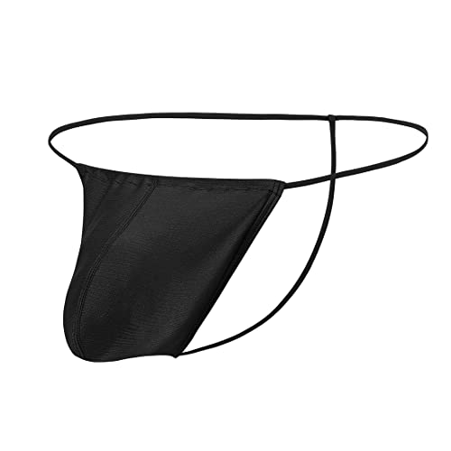 ZONBAILON Men's Thong Underwear G String Pouch Seamless Sexy Briefs Bikini T Back Nylon Spandex Black