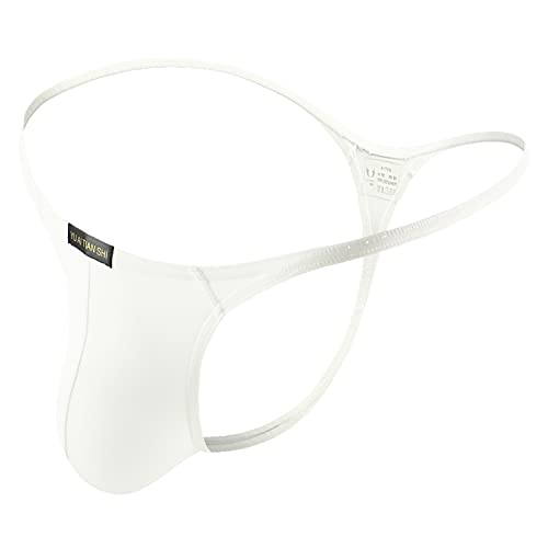 HELX Mens Sexy Underwear Silk Thongs and G-strings T-Back White