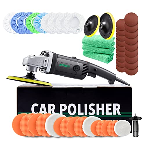 BATOCA Buffer Polisher - Rotary Car Polisher - Wax Machine, Car Detailing Kit, 7 Inch 180mm/1200W, 6 Variable Speeds Up to 3000 RPM with Foam Pads, Wool Pads for Car Buffers and Polishers