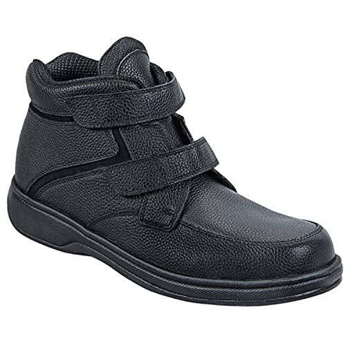 Orthofeet Innovative Diabetic Boots for Men - Proven Comfort & Protection. Therapeutic with Arch Support, Arch Booster, Cushioning Ergonomic Sole & Extended Widths - Glacier Gorge Black