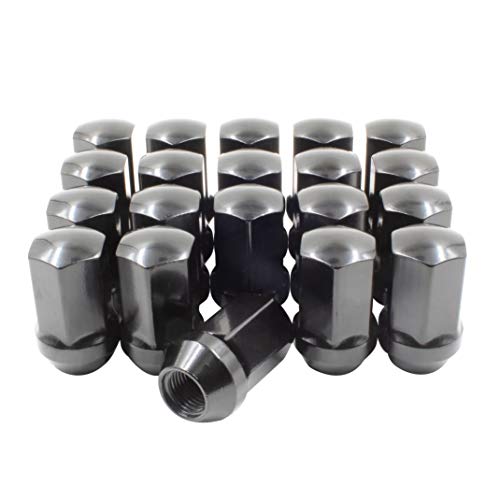 Wheel Accessories Parts 20 Pcs 14mm 1.50 Thread 6509422AA | 611.330 1.65" Long OEM Style Lug Nuts Black Chrome 7/8" Hex Fits 2011+ Jeep Grand Cherokee | 2018+ Jeep Wrangler | 2019+ Ram 1500 Classic