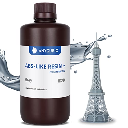 Anycubic Upgraded ABS-Like 3D Printer Resin, Hardness and Toughness 405nm UV-Curing 8K Resin, High Precision and Easy to Post-Process Standard Photopolymer Resin for LCD DLP 3D Printing (Grey, 1kg)