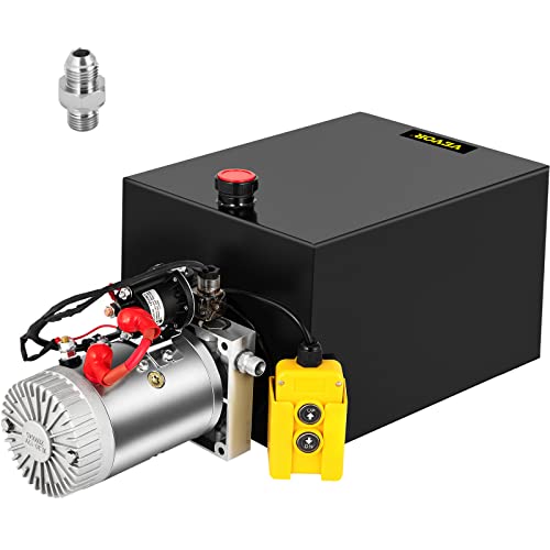 Mophorn 20 Quart Hydraulic Pump Single Acting Hydraulic Dump Trailer Pump 3200 PSI Hydraulic Power Unit (12V DC Single Action Powering Unit, SAE #6 Ports)