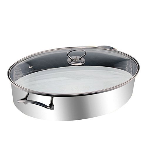 The elliptical steamed fish pot,Steam Pot and Lid, Stainless Steel Steamerwith a thick stainless steel 38cm