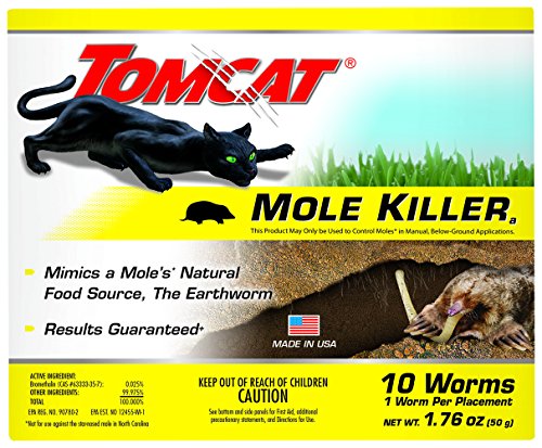 Tomcat Mole Killer-Worm Bait: Ready-to-Use, Includes 10 Worms per Box