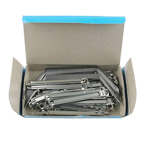 E-outstanding Metal File Fastener 50PCS 2-Hole Prong Paper Fasteners Metal Binder Clip Loose-Leaf Binding Clamp 8cm