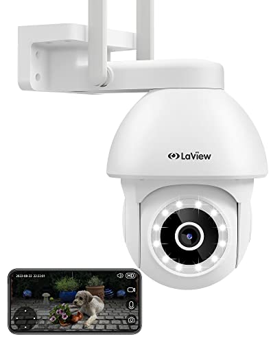 LaView 4MP Outdoor Security Camera Wired with Starlight Color Night Vision, WiFi Home Camera with 360 PTZ View, AI Human Detection & Auto Tracking, Siren/Spotlight,12X Zoom, 2-Way Audio, IP65