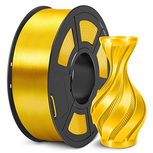 3D Printer Silk Filament, SUNLU Shiny Silk PLA Filament 1.75mm, Smooth Silky Surface, Great Easy to Print for 3D Printers, Dimensional Accuracy +/- 0.02mm, Silk Light Gold 1KG