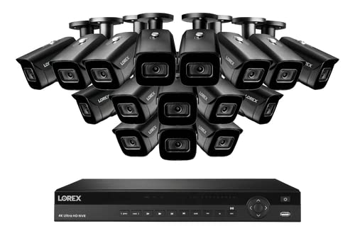 Lorex Nocturnal 3 4K 16-Channel 4TB Wired NVR System with Smart IP Bullet Cameras, 30FPS Recording and Listen-in Audio - (16 Cam/Black)