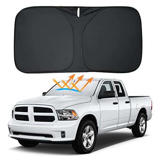 D-Lumina Windshield Sun Shade for Dodge Ram 1500 2009-2018, Foldable Front Sun Shield Protector Blocks UV Rays, Truck Interior Accessories Pack & Unpack Easily