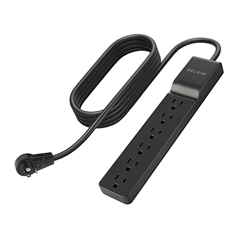 Belkin Surge Protector - 6 Outlet Surge Protector - 1.8M/6ft Long Heavy Duty Extension Cord - 360-degree Rotating AC Plug - Power Strip For Conference Rooms, Computer Desktops, & More (600 Joules)