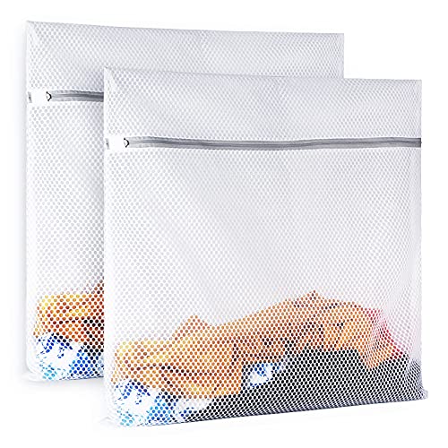 2 Pack Mesh Laundry Bag-2 XXL Oversize Delicates Laundry Bag-Extra Large Durable Laundry Wash Bag with New Honeycomb Mesh-Big Clothes,Household,Bed Sheet,Stuffed Toys,Lingerie Net Bags for Laundry