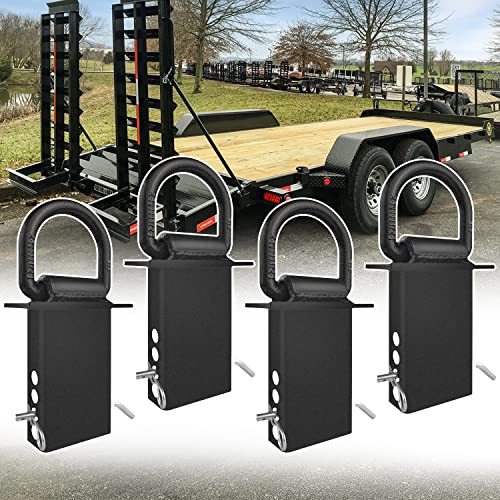 VONLX Stake Pocket D Rings 4Pcs 18000lbs Heavy Duty Removable D-Ring Stake Pocket Tie Down for Utility Trailers and Flatbeds with Hitch Pin, Removable Tie Down Utility for Flatbed Cargo Trucks, Black