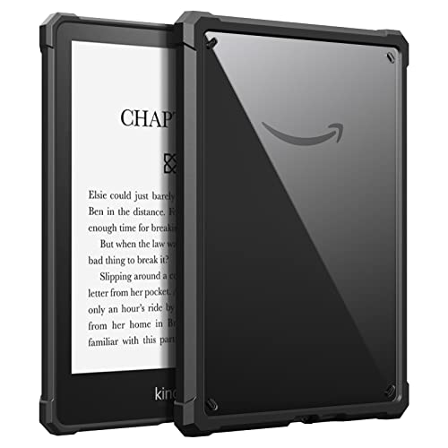 MoKo Case Fit with 6.8" Kindle Paperwhite (11th Generation-2021) and Kindle Paperwhite Signature Edition, Perfect Protection with Fully Covered Soft TPU Edge, Clear Back Cover for DIY, Black