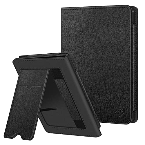 Fintie Stand Case for 6 Kobo Clara 2E / Tolino Shine 4 eReader - Premium PU Leather Protective Cover Auto Sleep/Wake with Card Slot and Hand Strap, Black