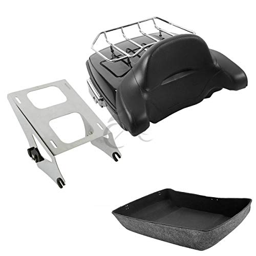 XFMT Chopped Tour Pack Trunk Backrest + 2 Up Mount Rack Compatible with Harley Touring Models Road King, Road Glide, Street Glide, Electra Glide, Ultra-Classic 2014-2023