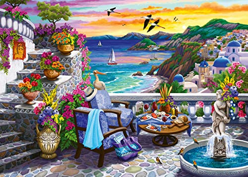 Ravensburger Santorini Sunset 300 Piece Large Format Jigsaw Puzzle for Adults - 17130 - Every Piece is Unique, Softclick Technology Means Pieces Fit Together Perfectly