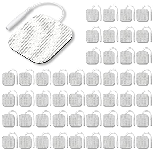 AUVON TENS Unit Replacement Pads 2"x2" 48 Pcs Value Pack, Reusable Latex-Free TENS Pads Electrode with Upgraded Self-Adhesion, Non-Irritating Pigtail Pads for Muscle Stimulator Electrotherapy