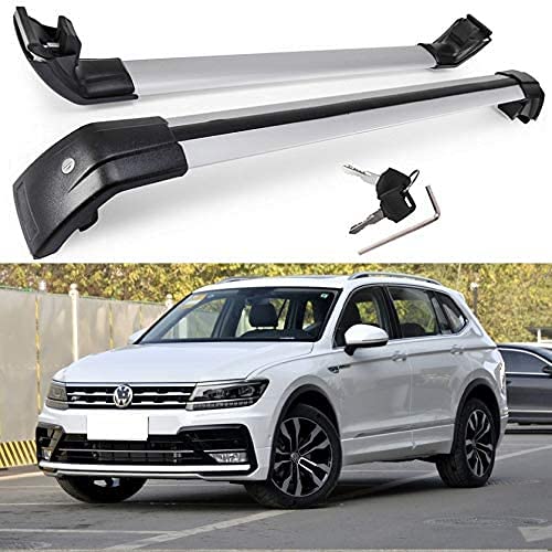 Aluminum Roof Rack Crossbars Compatible with VW Tiguan 2018 2019 2020 2021 2022, Lockable Top Rail Cargo Racks Rooftop Luggage Carrier