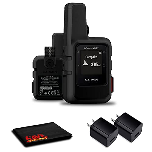 Garmin inReach Mini 2 Satellite Communicator (Black) with Power Adapters