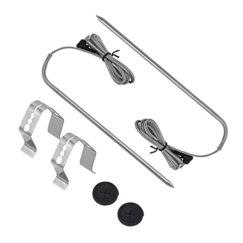 9004190170 Meat Temperature Probes-Replacement Part for Masterbuilt Gravity Series 560/800/1050 Digital Charcoal Grill/Smoker,BBQ Thermometer Accessories with 2 Pc Grill Probe Clips and Probe Grommet